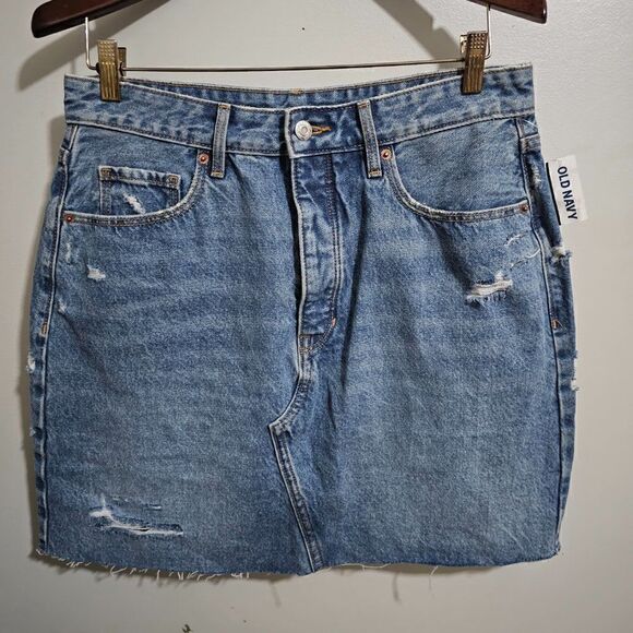 NWT OLD NAVY HIGH RISE SECRET SLIM POCKETS DENIM SKIRT SIZE 12 - Picture 1 of 16